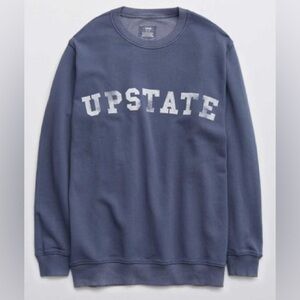 Aerie Upstate Oversized Crewneck Preppy Collegiate Sweatshirt Faded Blue Size XS